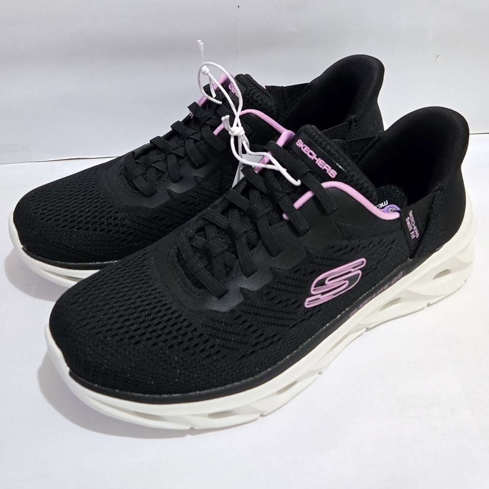 Skechers Hands Free Swift Fit Women's Sneakers Black Mesh Slip-On Comfort Shoes - Picture 2 of 7